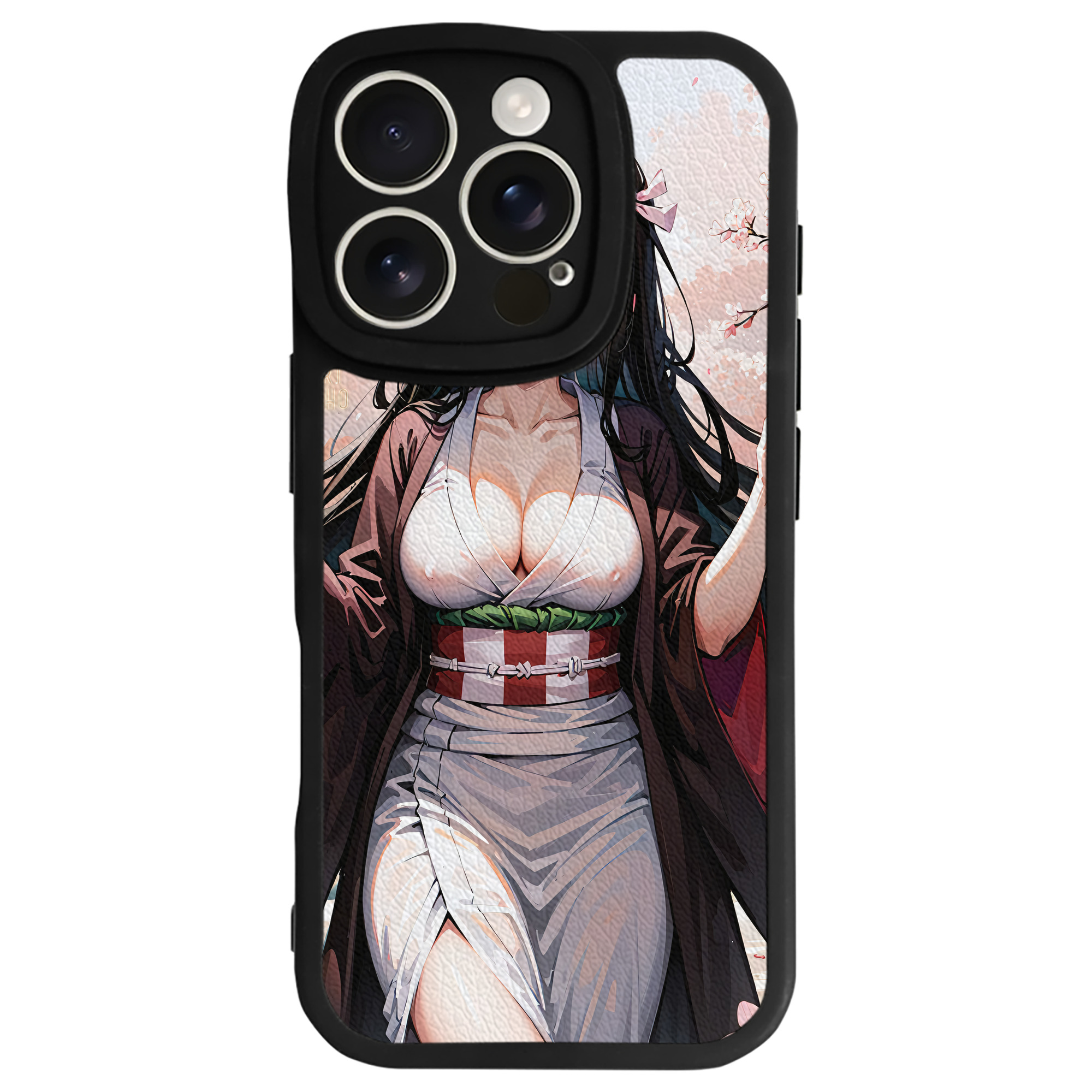 （画像用） 鬼滅の刃（きめつのやいば）竈門 禰󠄀豆子／かまど ねずこ Kamado Nezuko 【iPhone 16シリーズ対応】シリコンスマホケース（レザー調） 材質：シリコン